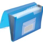 Teczka harm. z gumką Q-CONNECT, PP, A4, 12-przegr., transparentna niebieska