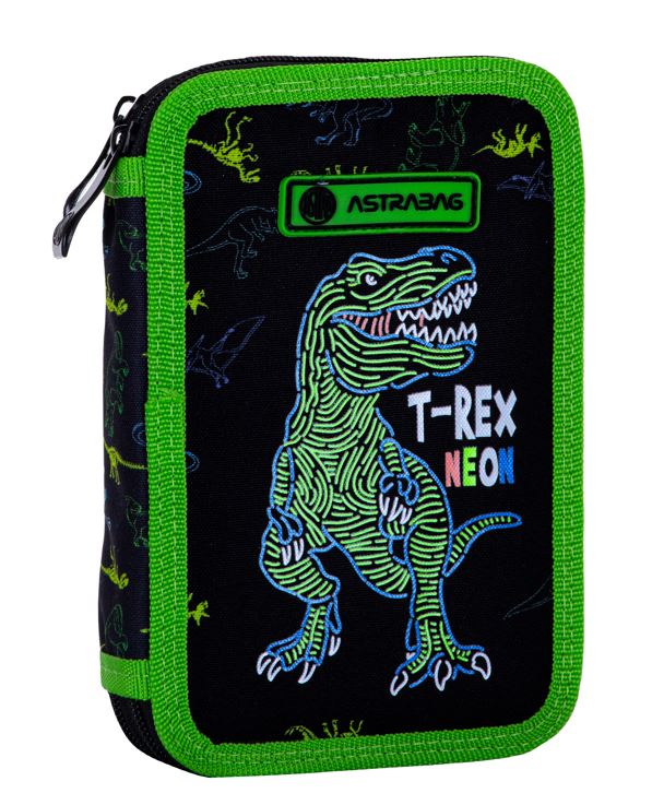 Piórnik podwójny z wyposażeniem ASTRABAG T-REX NEON, AC21 Piórnik podwójny z wyposażeniem ASTRABAG T-REX NEON, AC21 - obrazek 1