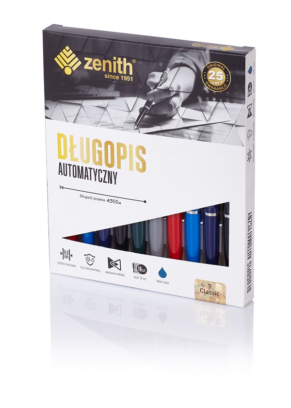 Długopis automatyczny 0,8 mm ZENITH 7 CLASSIC mix kolorów - 10 szt. box Długopis automatyczny 0,8 mm ZENITH 7 CLASSIC mix kolorów - 10 szt. box - obrazek 1