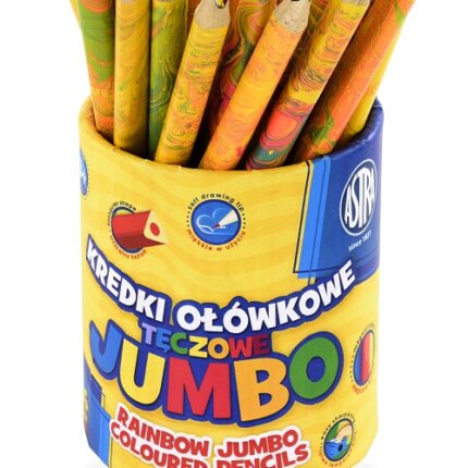 Kredki ołówkowe Jumbo trójkątne tęczowe ASTRA - 36 szt. drum