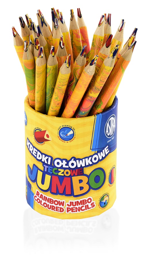 Kredki ołówkowe Jumbo trójkątne tęczowe ASTRA - 36 szt. drum Kredki ołówkowe Jumbo trójkątne tęczowe ASTRA - 36 szt. drum - obrazek 1