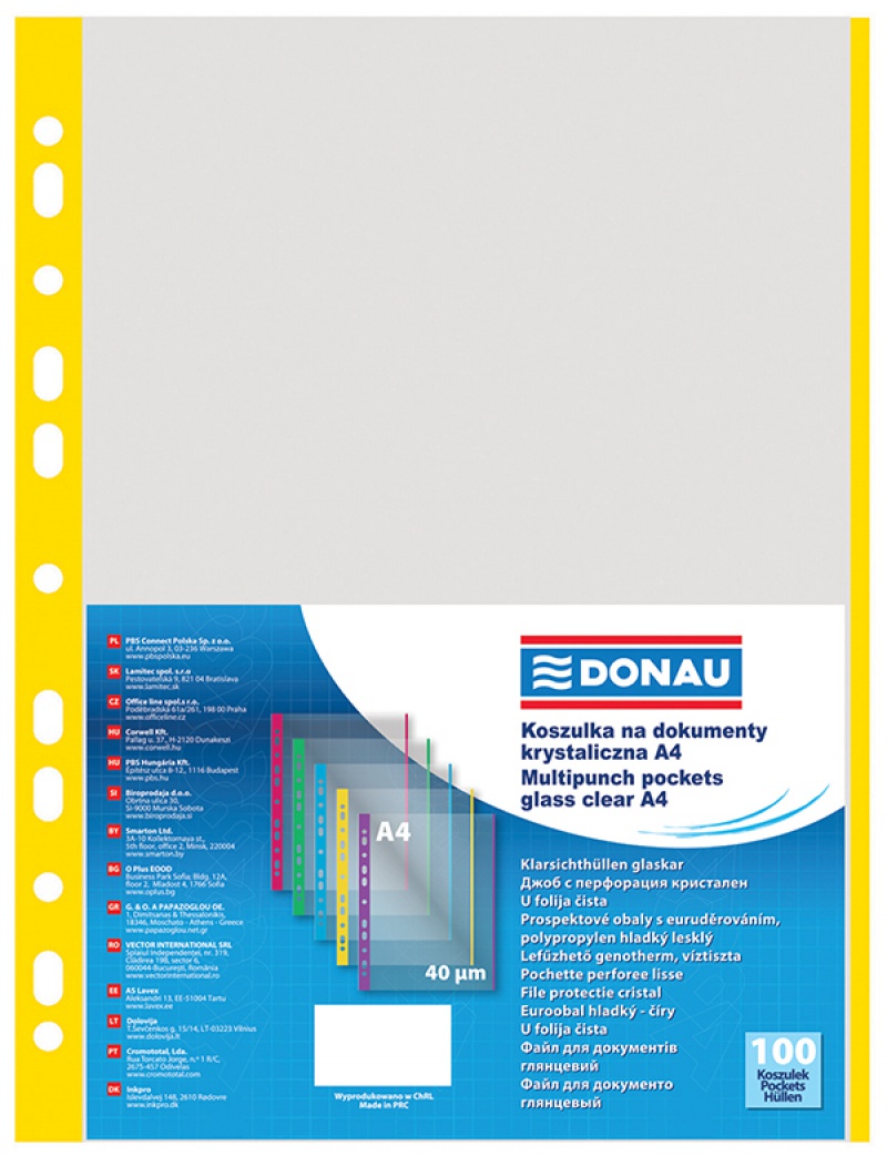 202299-14325-koszulki_na_dokumenty_donau_pp_a4_krystal_40m-800w Koszulki na dokumenty DONAU, PP, A4, krystal, 40mikr., kolorowy brzeg - żółty, 100szt. - obrazek 1