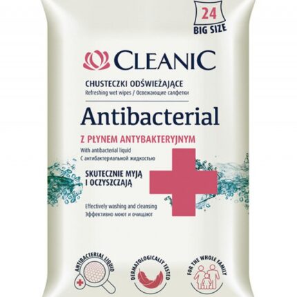 Chusteczki odświeżające CLEANIC Antybacterial, 24szt.