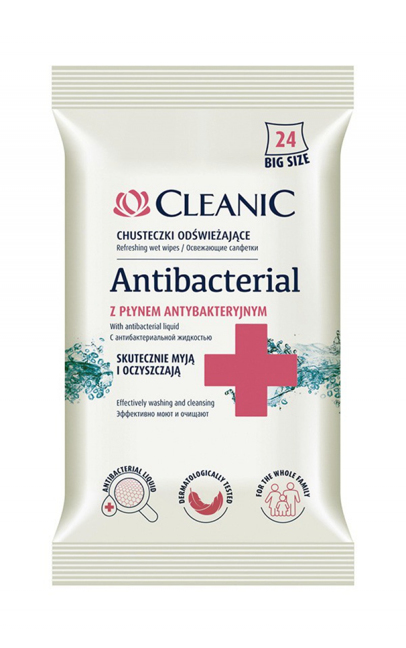 223241-210700-chusteczki_odswiezajace_cleanic_antybacteria-800w-1 Chusteczki odświeżające CLEANIC Antybacterial, 24szt. - obrazek 1