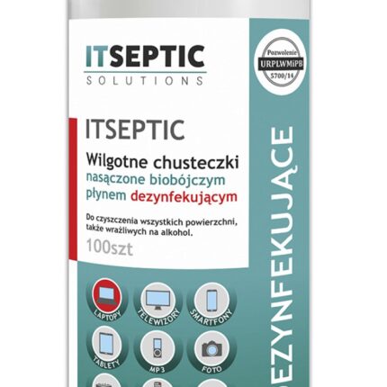 Chusteczki czyszcząco-dezynfekujące ITSEPTIC, duża tuba, 100szt.