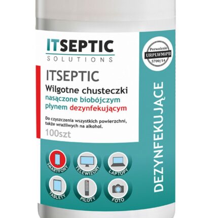 Chusteczki czyszcząco-dezynfekujące ITSEPTIC, mała tuba, 100szt.