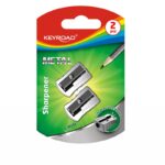 Temperówka KEYROAD Metal, aluminiowa, pojedyncza, 2szt, blister