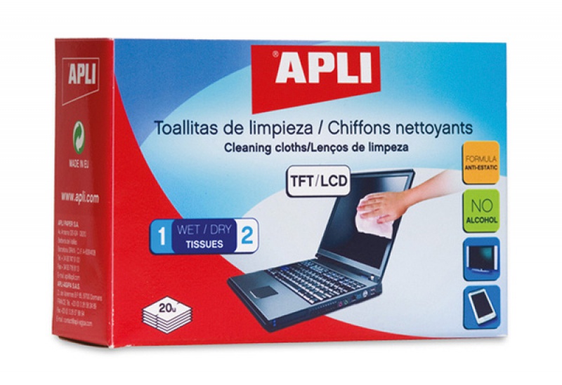 233795-218607-chusteczki_do_czyszczenia_ekranow_tft_lcd_ap-800w-1 Chusteczki do czyszczenia ekranów TFT/LCD APLI, 2x20szt. - obrazek 1