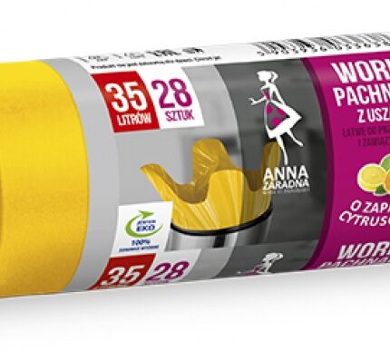 Worki na śmieci z uszami ANNA ZARADNA, zapach cytrusów, 35 l, 28 szt., żółty