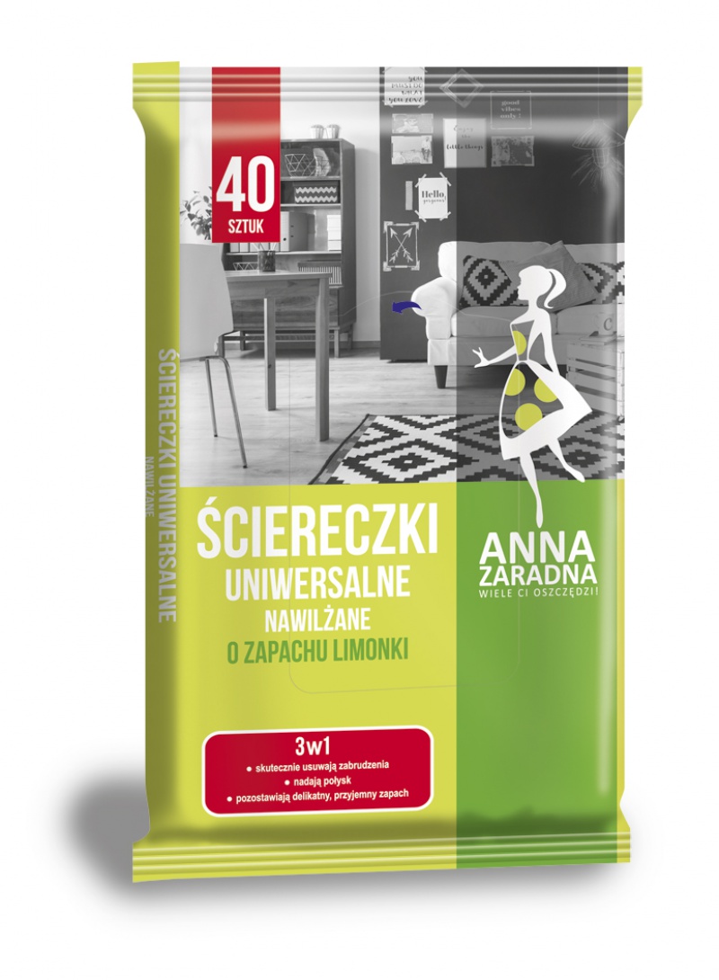 237501-219971-sciereczki_nawilzane_anna_zaradna_uniwersaln-800w Ściereczki nawilżane ANNA ZARADNA, uniwersalne o zapachu limonki, 40 szt., białe chusteczki - obrazek 1