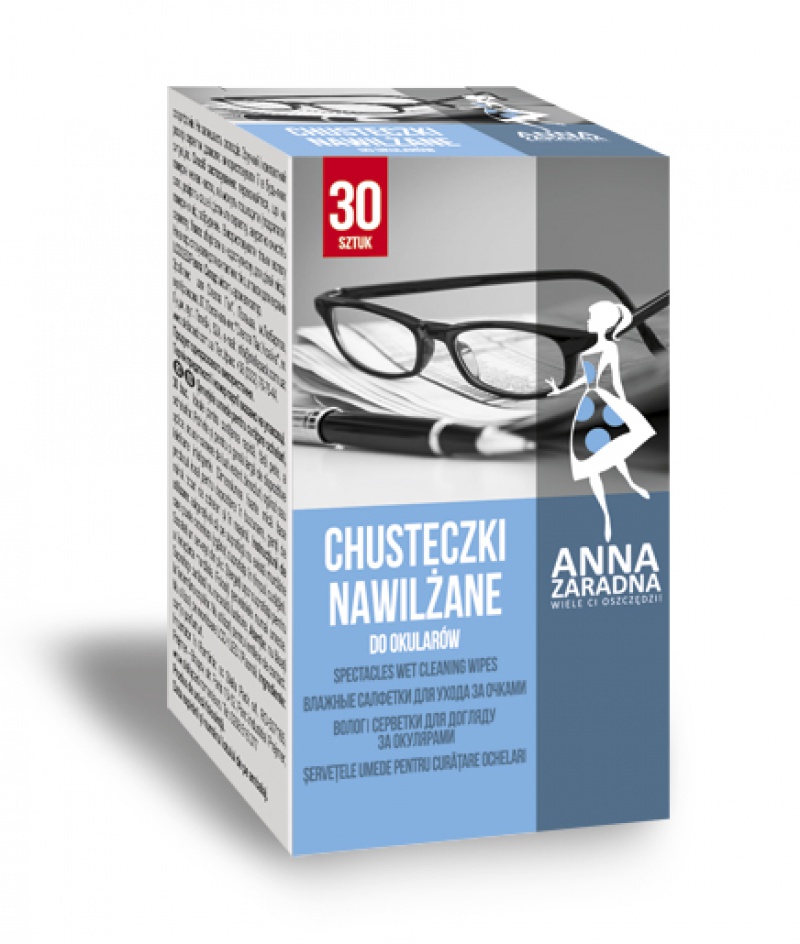 237511-219980-chusteczki_nawilzane_anna_zaradna_do_okularo-800w Chusteczki nawilżane ANNA ZARADNA, do okularów, 30 saszetek, białe chusteczki - obrazek 1