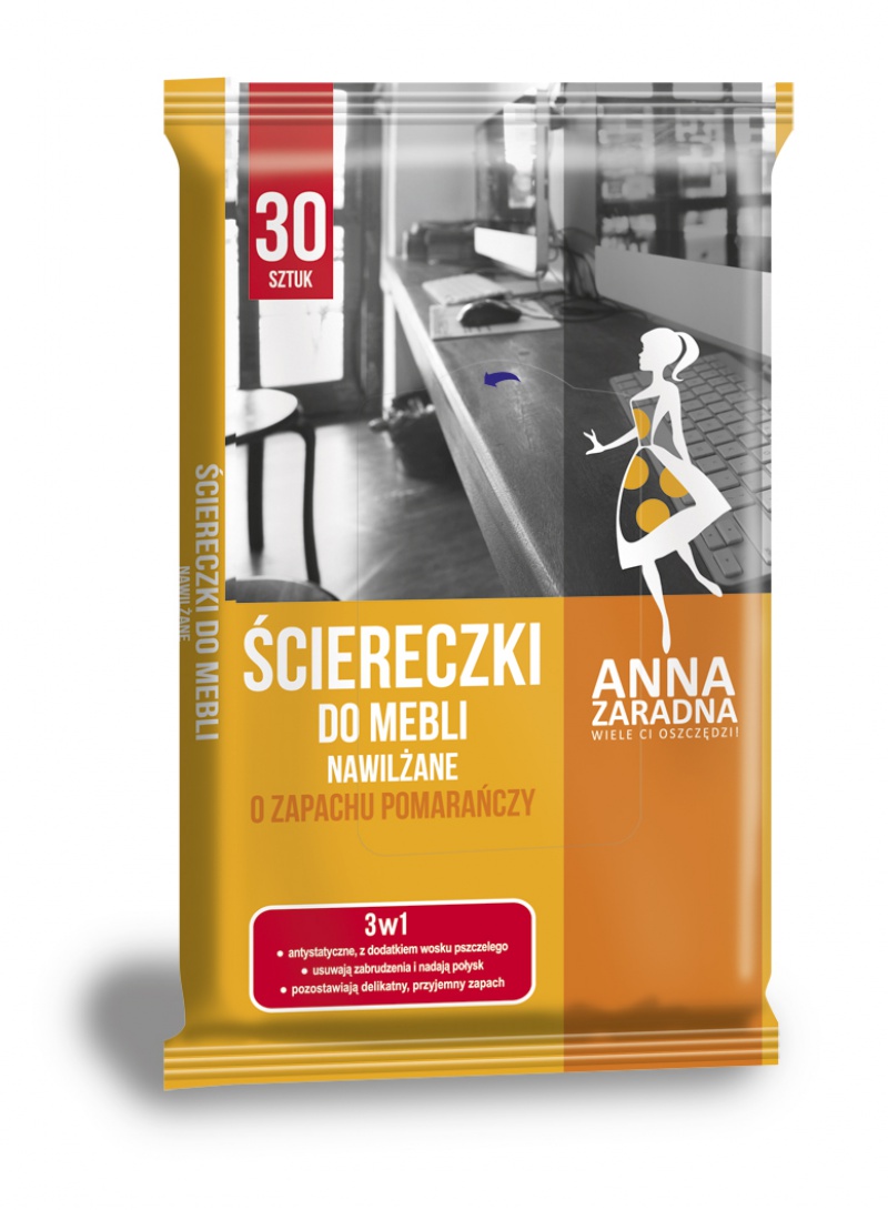 237515-219984-sciereczki_nawilzane_anna_zaradna_do_mebli_o-800w Ściereczki nawilżane ANNA ZARADNA, do mebli, o zapachu pomarańczy, 30szt, białe chusteczki - obrazek 1