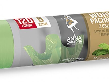 Worki na śmieci z uszami ANNA ZARADNA, zapach miętowy, 120 l, 6 szt., miętowy