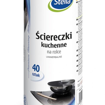 Ściereczki kuchenne STELLA, na rolce, 40 szt., biała w fioletowe kwiatki