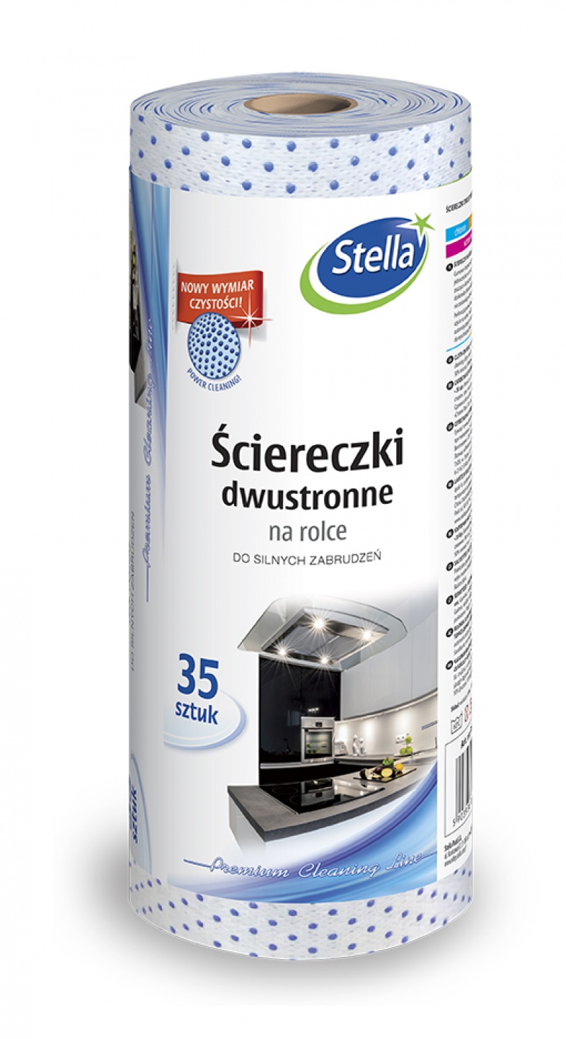 237579-220038-sciereczki_dwustronne_stella_na_rolce_do_sil-800w Ściereczki dwustronne STELLA, na rolce do silnych zabrudzeń, 35 szt., jasnoniebieska, granatowe kropki - obrazek 1
