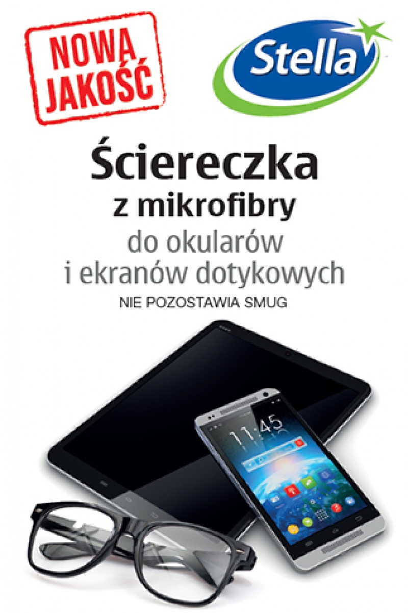 237606-220065-sciereczka_stella_z_mikrofibry_do_okularow_i-800w Ściereczka z mikrofibry STELLA, do okularów i ekranów dotykowych, 1 szt., biała z nadrukiem w logo Stella - obrazek 1