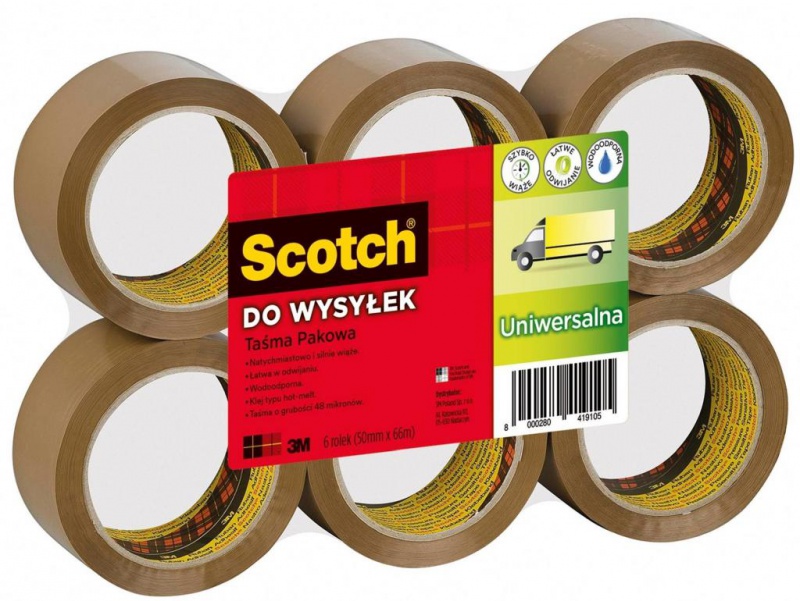 245490-25173-tasma_pakowa_do_wysylek_scotch_hot_melt_371_5-800w Taśma pakowa do wysyłek SCOTCH® Hot-melt (371), 50mm, 66m, brązowa (opakowanie 6 szt.) - obrazek 1