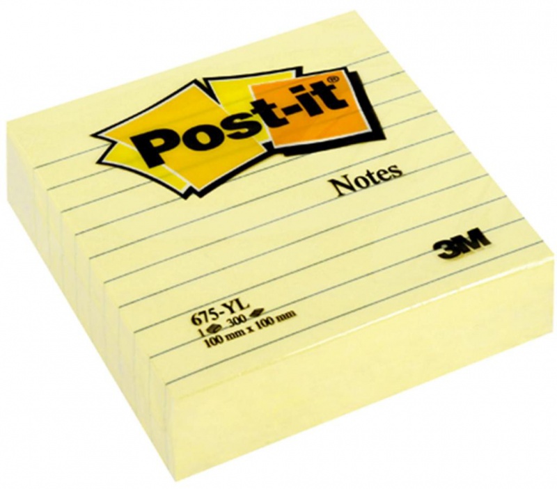 246237-21465-karteczki_samoprzylepne_post_it_w_linie_675_y-800w Karteczki samoprzylepne POST-IT® w linie (675-YL), 100x100mm, 1x300 kart., żółte - obrazek 1