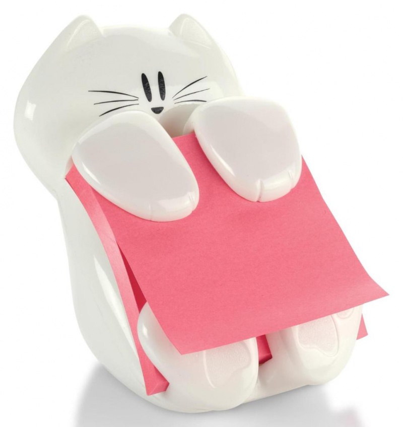 246925-30175-podajnik_do_karteczek_samoprzylepnych_post_it-800w Podajnik do karteczek samoprzylepnych POST-IT® Kotek (CAT-330), biały, w zestawie 1 bloczek Super Sticky Z-Notes - obrazek 1