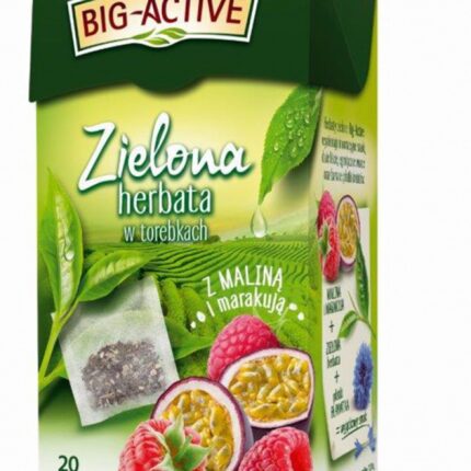 Herbata BIG ACTIVE, zielona z maliną i marakują, 20 torebek