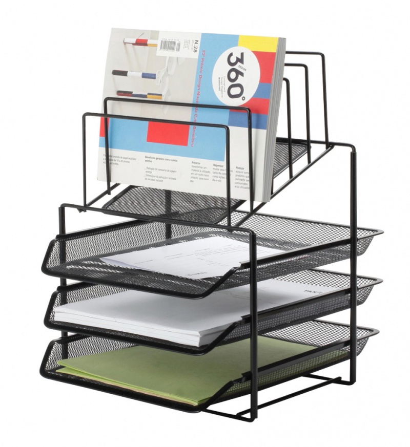 252066-71915-zestaw_na_biurko_q_connect_office_set_metalow-800w Zestaw na biurko Q-CONNECT Office Set, metalowy, z sorterem dokumentów, 3 szufladki, czarny - obrazek 1