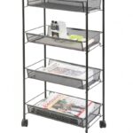 Mobilny stojak na dokumenty Q-CONNECT Office Set, metalowy, na kółkach, 4 półki, czarny
