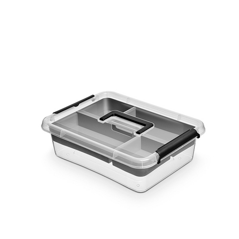 253313-230063-pojemnik_do_przechowywania_orplast_insert_bo-800w Pojemnik do przechowywania MOXOM, Insert Box, 8,5l, z rączką, z klipsami, transparentny grafit - obrazek 1