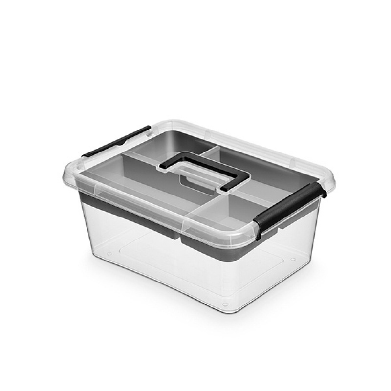253314-230064-pojemnik_do_przechowywania_orplast_insert_bo-800w Pojemnik do przechowywania MOXOM, Insert Box, 12,5l, z rączką, z klipsami, transparentny grafit - obrazek 1
