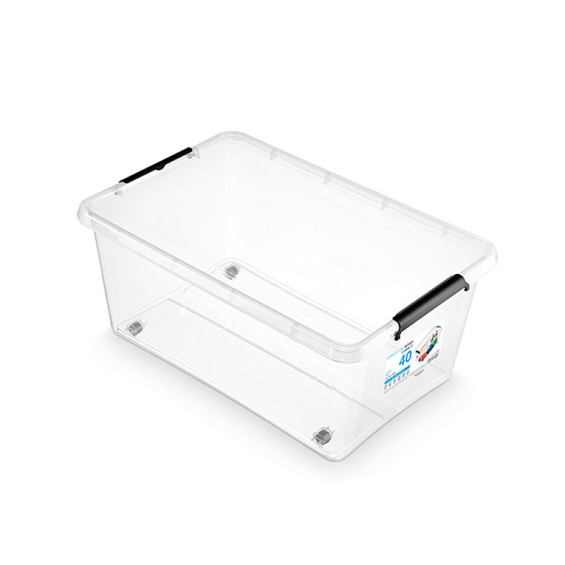 253317-230067-pojemnik_do_przechowywania_orplast_simplesto-800w Pojemnik do przechowywania MOXOM, SimpleStore Box, 40l, z klipsem, na kółkach, transparentny - obrazek 1