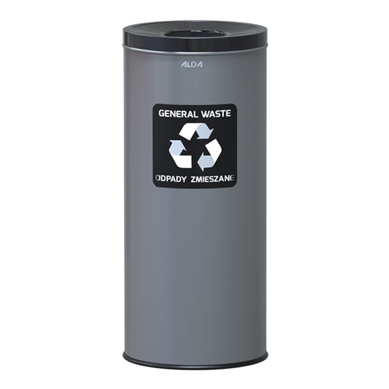 257084-232836-kosz_na_smieci_alda_eko_45l_do_segregacji_od-800w Kosz na śmieci ALDA EKO, 45l, do segregacji: odpady zmieszane, stal powlekana organicznie, czarna pokrywka, szary - obrazek 1