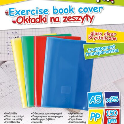 Okładka na zeszyt GIMBOO, krystaliczna, A5, 150mikr., mix kolorów (opakowanie 25 szt.)