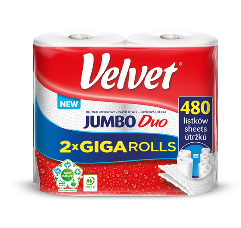 269130-247050-recznik_papierowy_velvet_jumbo_duo_2_warstwo-800w Ręcznik w roli celulozowy VELVET Jumbo Duo, 2-warstwowy, 2 rolki po 240 listków, biały - obrazek 1