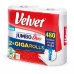 Ręcznik w roli celulozowy VELVET Jumbo Duo, 2-warstwowy, 2 rolki po 240 listków, biały - obrazek 2
