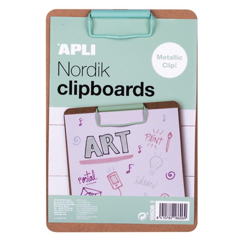 274529-259055-clipboard_apli_nordik_deska_a5_drewniana_z_m-800w Clipboard APLI Nordik, deska A5, drewniana, z metalowym klipsem, pastelowy zielony - obrazek 1