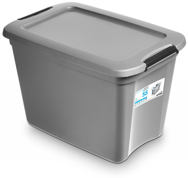 276289-266089-pojemnik_do_przechowywania_orplast_robustore-800w Pojemnik do przechowywania MOXOM RobuStore, 55l, z klipsami, szary - obrazek 1