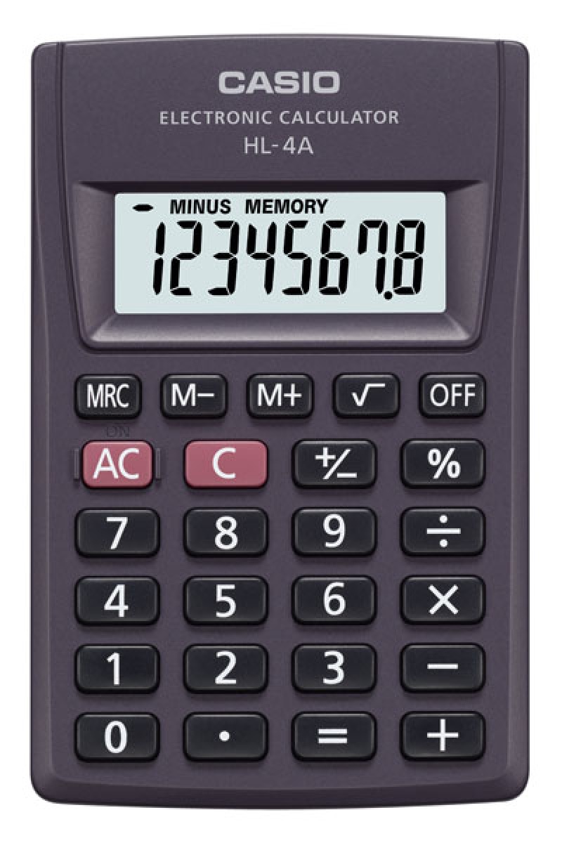 276534-266798-kopia_kalkulator_kieszonkowy_casio_hl_4a_s_8-800w Kalkulator kieszonkowy CASIO HL-4A-B, 8-cyfrowy, 56x87mm, czarny - obrazek 1