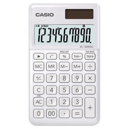 Kalkulator kieszonkowy CASIO SL-1000SC-WE-B, 10-cyfrowy, 71x120mm, biały