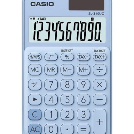 Kalkulator kieszonkowy CASIO SL-310UC-LB-B, 10-cyfrowy, 70x118mm, jasnoniebieski