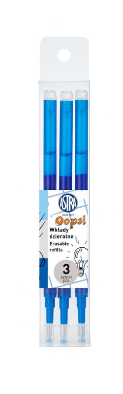 Wkłady wymazywalne 0,6 mm ASTRAPEN OOPS! niebieskie - 3 szt. PET box Wkłady wymazywalne 0,6 mm ASTRAPEN OOPS! niebieskie - 3 szt. PET box - obrazek 1