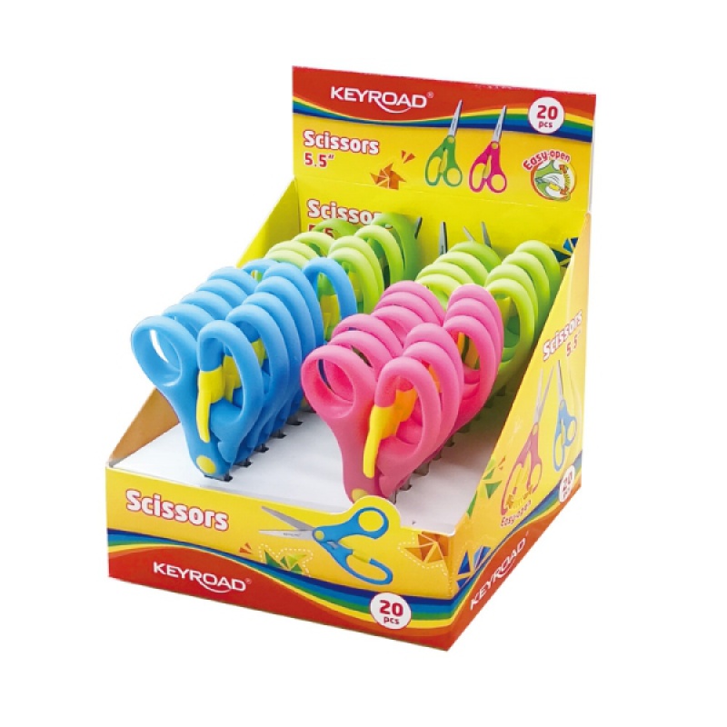 280870-278783-nozyczki_szkolne_keyroad_12_cm_z_blokada_dis-800w Nożyczki szkolne KEYROAD, 12 cm, z blokadą, display, mix kolorów (opakowanie 20 szt.) - obrazek 1