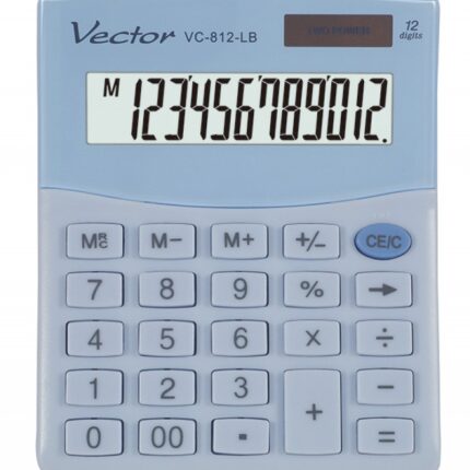 Kalkulator biurowy VECTOR KAV VC-812, 12-cyfrowy, 101x124mm, jasnoniebieski