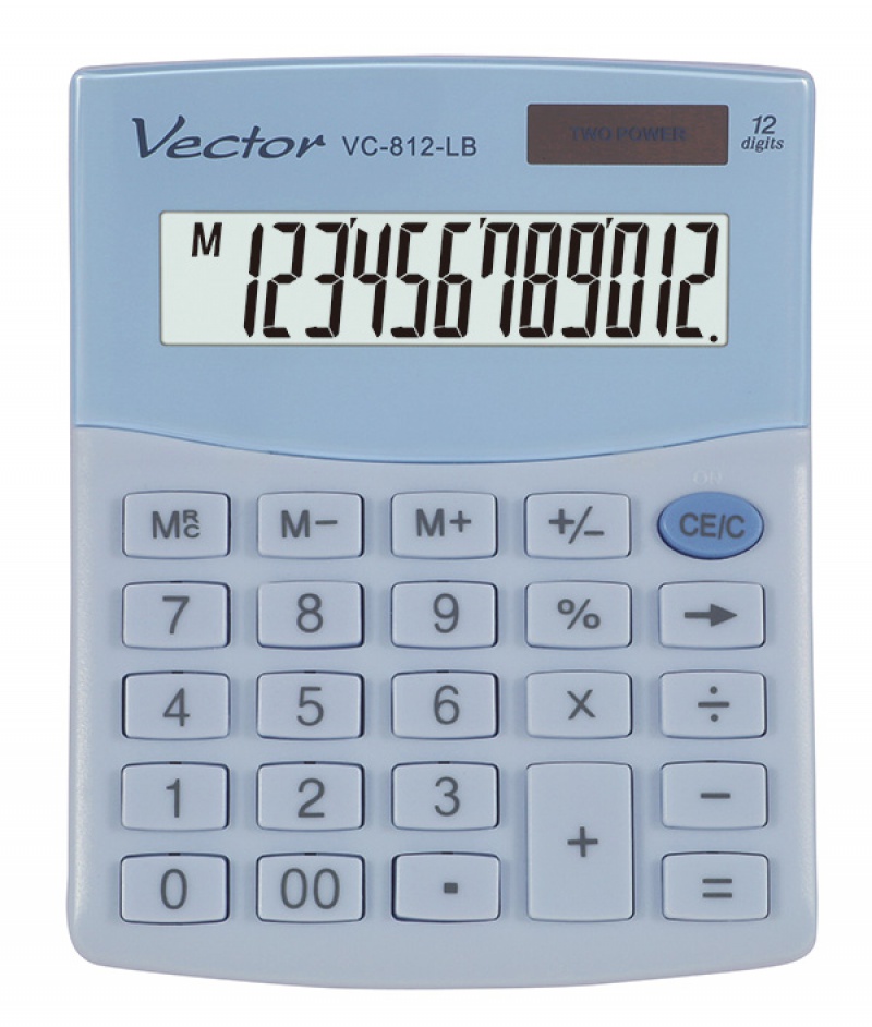 281049-279075-kalkulator_biurowy_vector_kav_vc_812_12_cyfr-800w Kalkulator biurowy VECTOR KAV VC-812, 12-cyfrowy, 101x124mm, jasnoniebieski - obrazek 1