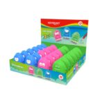 Temperówka plastikowa KEYROAD Rocky-Docky, z gumką, pojedyncza, display, mix kolorów (opakowanie 24 szt.)