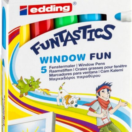 Pisak do szyb dla dzieci e-16 EDDING Funtastics, 2-6 mm, 5 szt., mix kolorów (pakiet 10 opakowań)