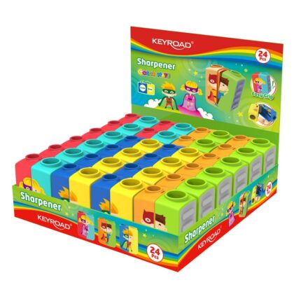 Temperówka KEYROAD Colour Mate, Cartoon, plastikowa, podwójna, display, mix kolorów (opakowanie 24 szt.)