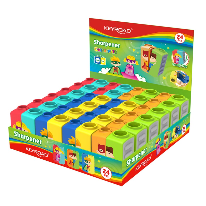 295296-297609-temperowka_keyroad_cartoon_plastikowa_podwoj-800w Temperówka KEYROAD Colour Mate, Cartoon, plastikowa, podwójna, display, mix kolorów (opakowanie 24 szt.) - obrazek 1