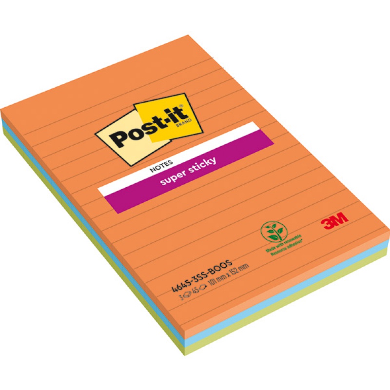 295878-323172-karteczki_samoprzylepne_post_it_super_sticky-800w Karteczki samoprzylepne Post-it® Super Sticky XXL, BOOST, w linię, 101x152mm, 3x45 kart. - obrazek 1