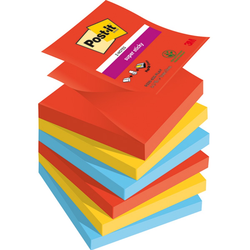 295930-323178-karteczki_samoprzylepne_post_it_super_sticky-800w Karteczki samoprzylepne Post-it® Super Sticky Z-Notes, PLAYFUL, 76x76mm, 6x90 kart. - obrazek 1
