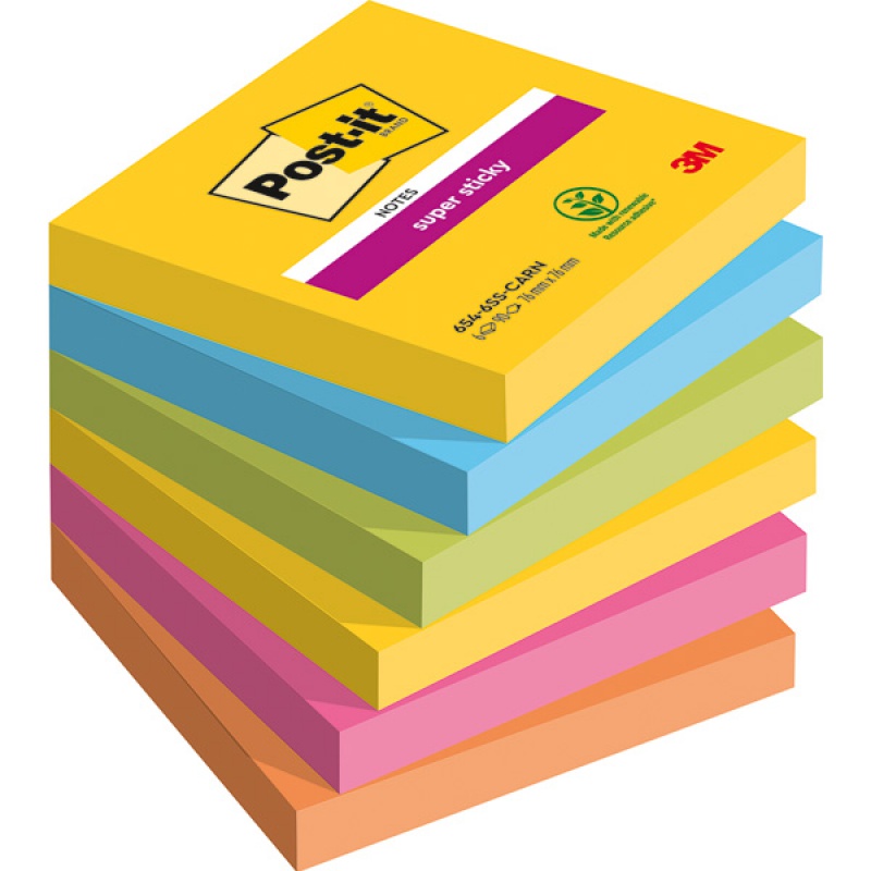 295939-323179-karteczki_samoprzylepne_post_it_super_sticky-800w Karteczki samoprzylepne Post-it® Super Sticky, CARNIVAL, 76x76mm, 6x90 kart. - obrazek 1