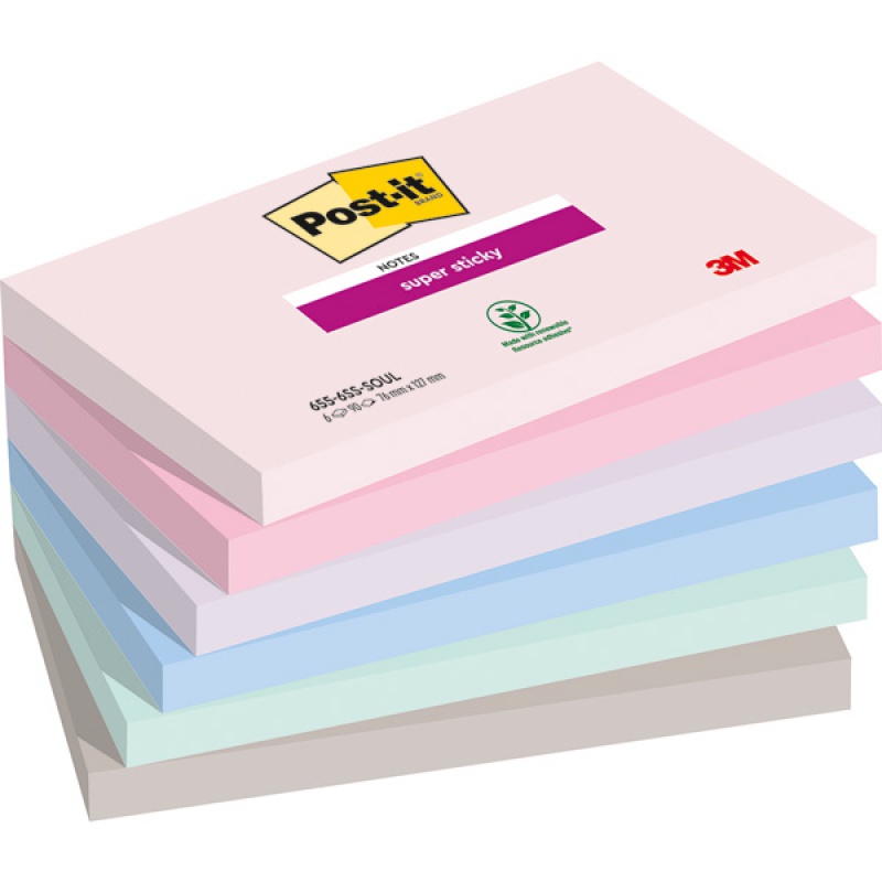 296097-323198-karteczki_samoprzylepne_post_it_super_sticky-800w Karteczki samoprzylepne Post-it® Super Sticky, SOULFUL, 76x127mm, 6x90 kart. - obrazek 1